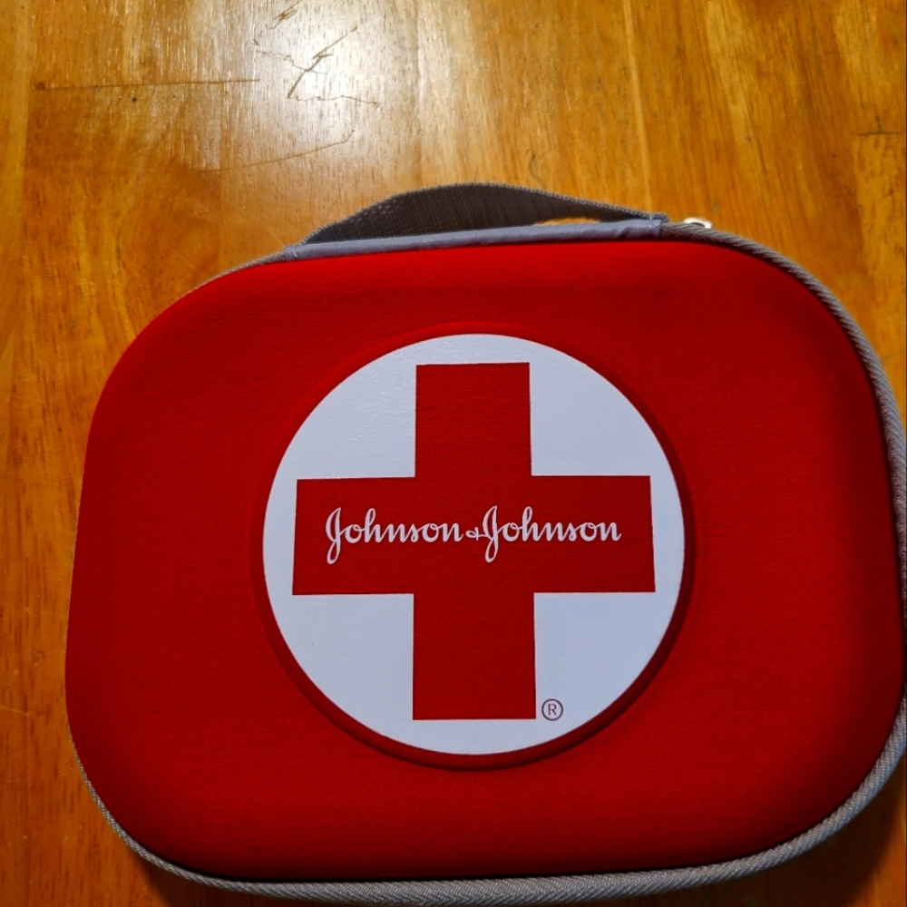 Johnson & Johnson First Aid Case, Red, White, & Gray